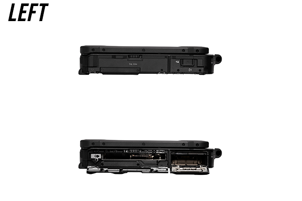 View of the Panasonic TOUGHBOOK 40 with the Left side open & closed