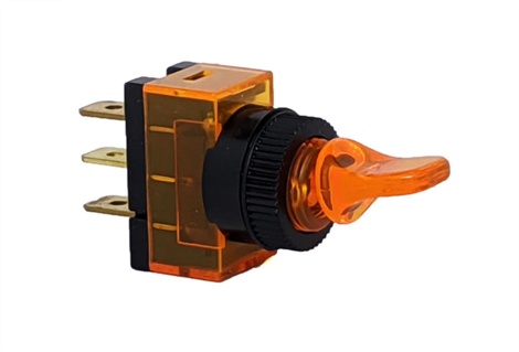 OFF-ON TOGGLE SWITCH AMBER LEVER  12VDC 20A 