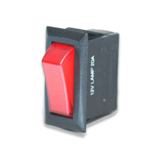 K4, Off / On 20 Amp Rectangular Illuminated Rocker Switch - Red