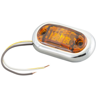 Grote, 2 1/2" Oval LED Clearance Marker Lights w/ Chrome Bezel - Yellow