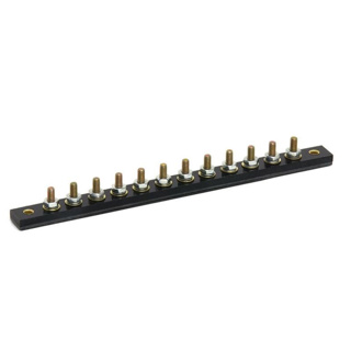 Cole Hersee, Terminal Block, Single Row, 12P, Threaded Stud/Bus Bar Terminal, Surface/Eyelets Mount