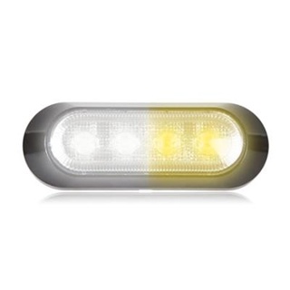 Maxxima, Ultra 0.9" Thin Profile 4 LED Warning Light - White/Amber Clear