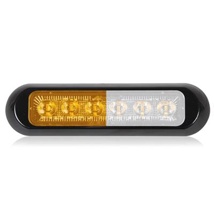 Maxxima, Thin Low Profile 6 LED Class 1 Warning Surface Mount - Amber/White Clear Lens